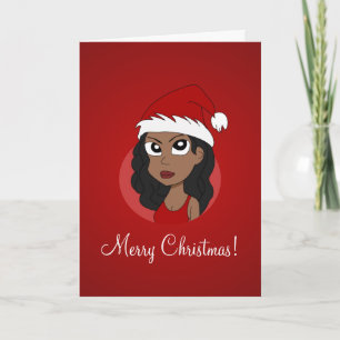 Christmas girl cartoon holiday card