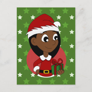 Christmas girl cartoon holiday postcard