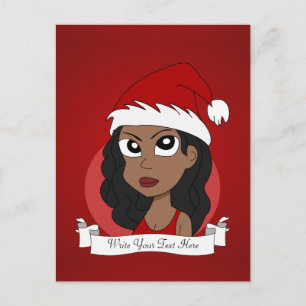 Christmas girl cartoon holiday postcard
