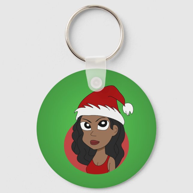 Christmas girl cartoon key ring (Front)