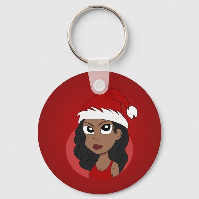 Christmas girl cartoon key ring (Front)