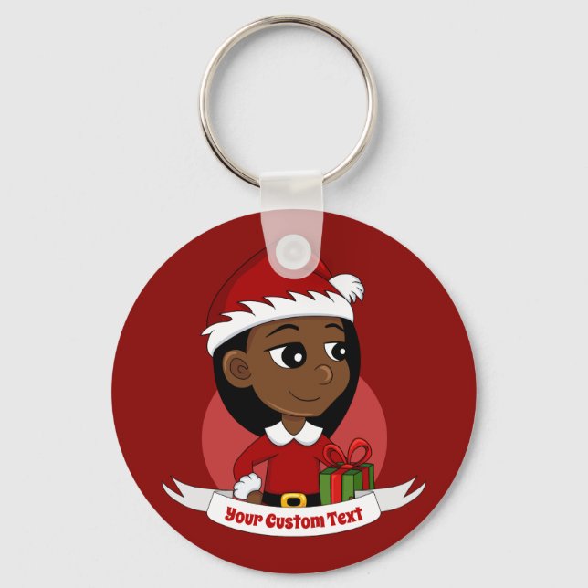 Christmas girl cartoon keychain (Front)
