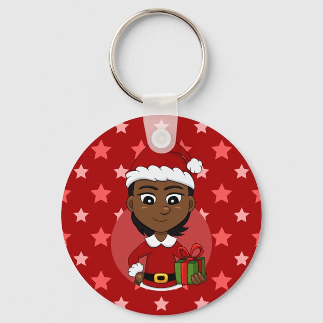 Christmas girl cartoon keychain (Front)