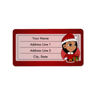 Christmas girl cartoon label