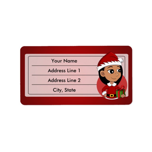 Christmas girl cartoon label (Front)