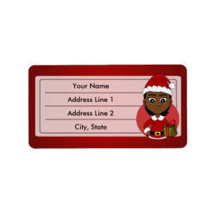 Christmas girl cartoon label