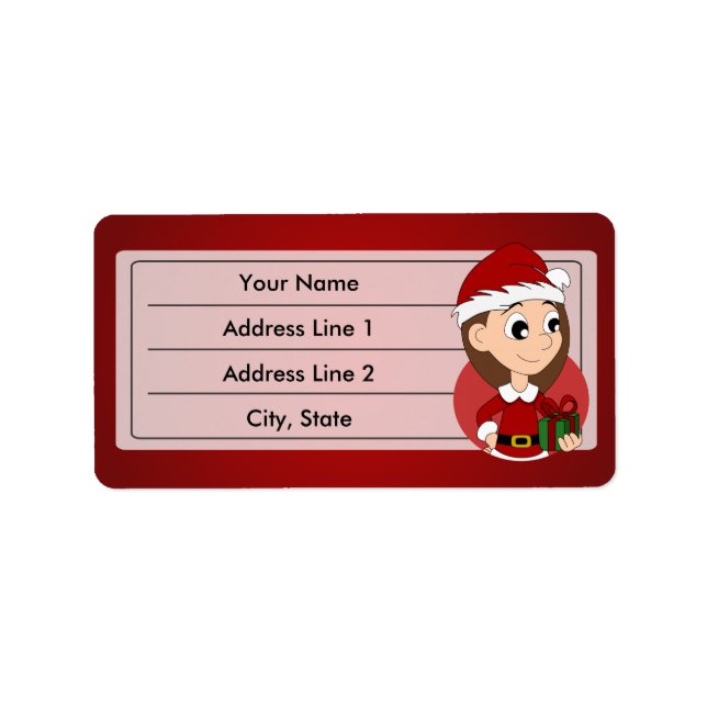 Christmas girl cartoon label (Front)