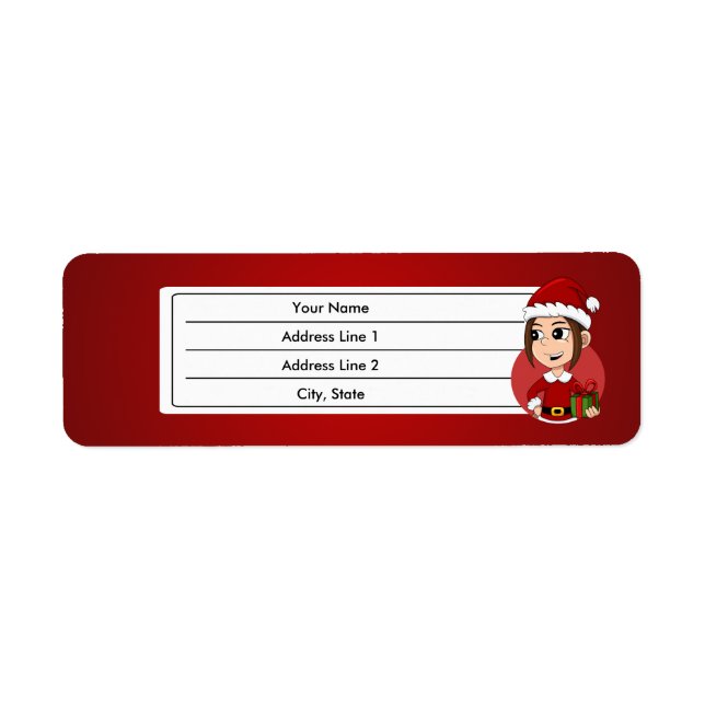 Christmas girl cartoon label return address label (Front)