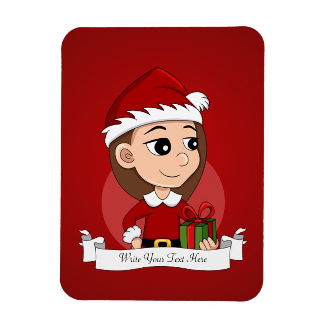 Christmas girl cartoon magnet (Vertical)