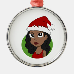 Christmas girl cartoon metal ornament