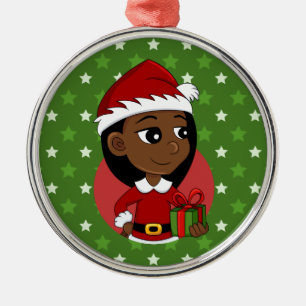 Christmas girl cartoon metal ornament