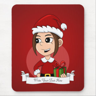 Christmas girl cartoon mouse pad