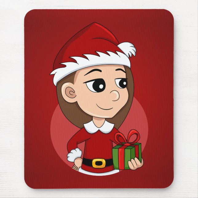 Christmas girl cartoon mouse pad (Front)