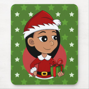 Christmas girl cartoon mouse pad