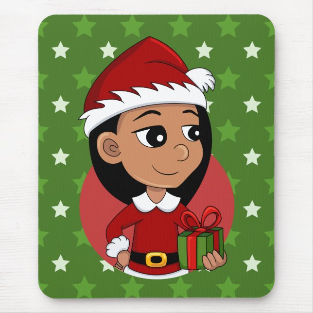 Christmas girl cartoon mouse pad (Front)