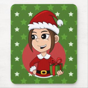Christmas girl cartoon mouse pad