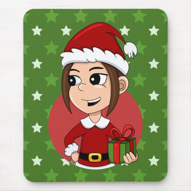 Christmas girl cartoon mouse pad (Front)