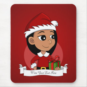 Christmas girl cartoon mouse pad