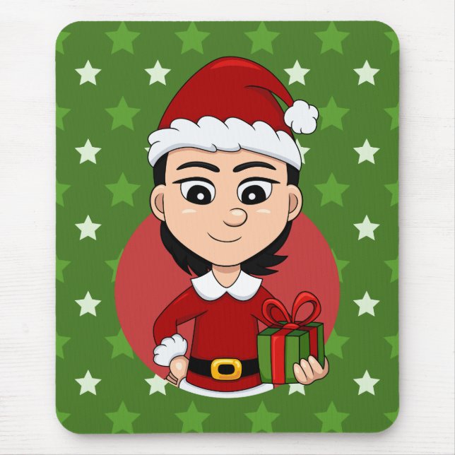 Christmas girl cartoon mouse pad (Front)