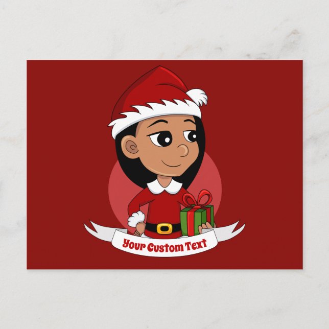 Christmas girl cartoon postcard (Front)
