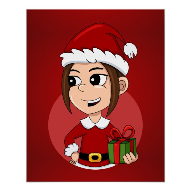 Christmas girl cartoon poster (Front)
