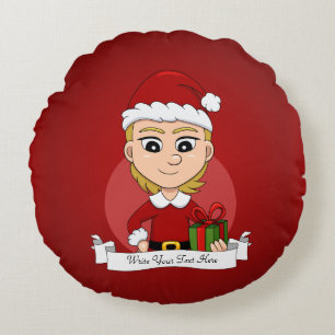 Christmas girl cartoon round pillow