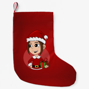 Christmas girl cartoon small christmas stocking