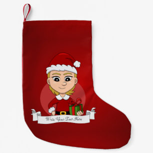 Christmas girl cartoon small christmas stocking