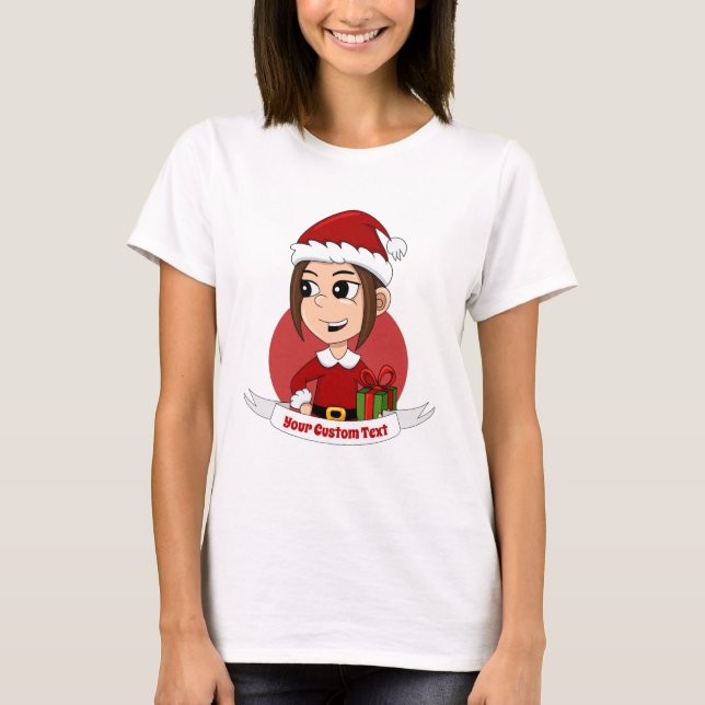 Christmas girl cartoon T-Shirt (Front)