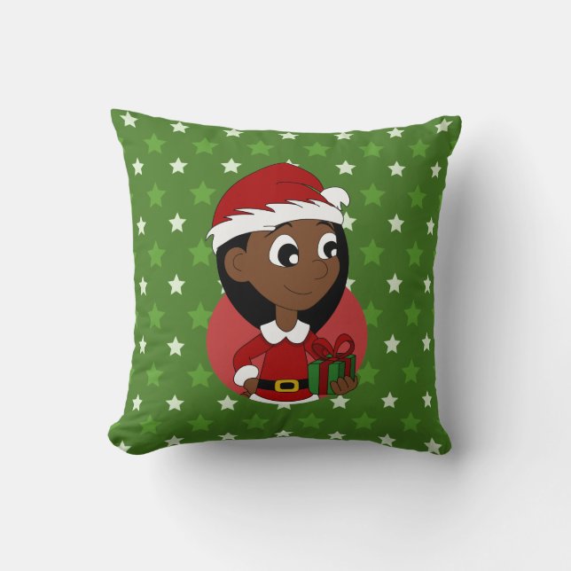 Christmas girl cartoon throw pillow (Front)