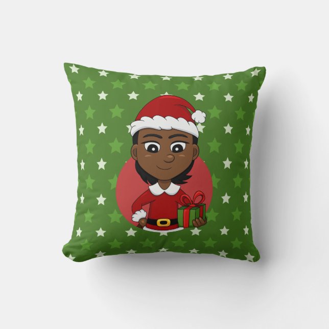 Christmas girl cartoon throw pillow (Front)