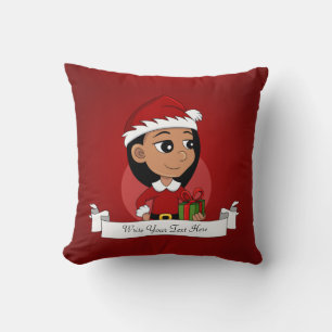 Christmas girl cartoon throw pillow