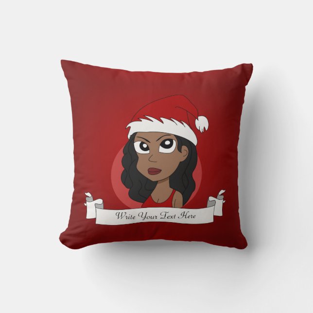 Christmas girl cartoon throw pillow (Front)