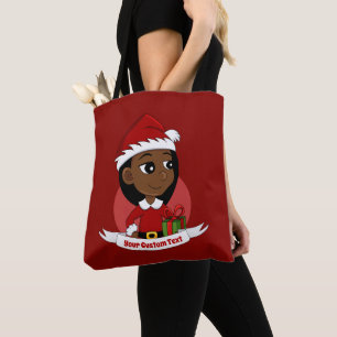 Christmas girl cartoon tote bag