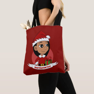Christmas girl cartoon tote bag