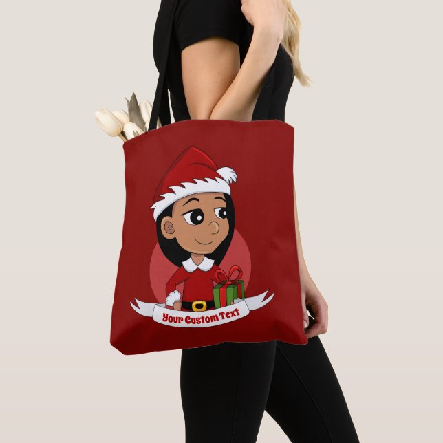 Christmas girl cartoon tote bag (Close Up)