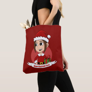 Christmas girl cartoon tote bag