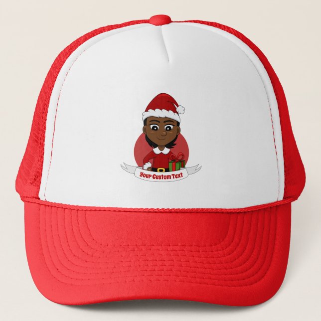 Christmas girl cartoon trucker hat (Front)