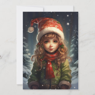 Christmas Girl Elf Holiday Card