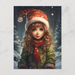 Christmas Girl Elf Holiday Postcard