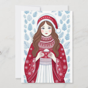 Christmas Girl Flat Holiday Card