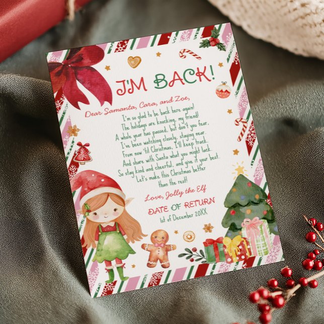 Christmas Girl Letter from Elf Letter Card (Christmas Ginger Hair Fair Girl Letter from Elf Letter Card )