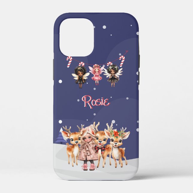 Christmas Girl Reindeer Candy Cane Fairies Case-Mate iPhone Case (Back)