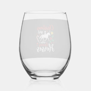 Christmas Girl Who Loves Horses Stemless Wine Glass