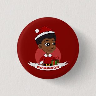 Christmas girl with an Afro cartoon 3 Cm Round Badge
