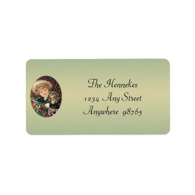 Christmas Girl with Puppy Label (Front)