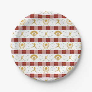 Christmas Girls Softball Player - Red Green Paper Plate