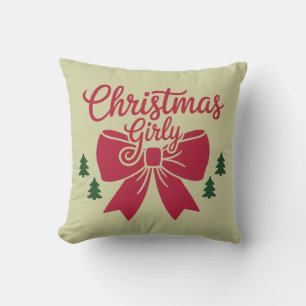 Christmas Girly Tree Bow Aesthetic Gift For Her Cushion