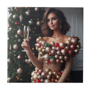 Christmas Glamour Ceramic Tile