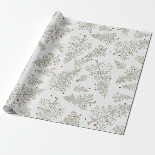 Christmas Glimmer: Red Christmas Vibe on Green Wrapping Paper (Unrolled)